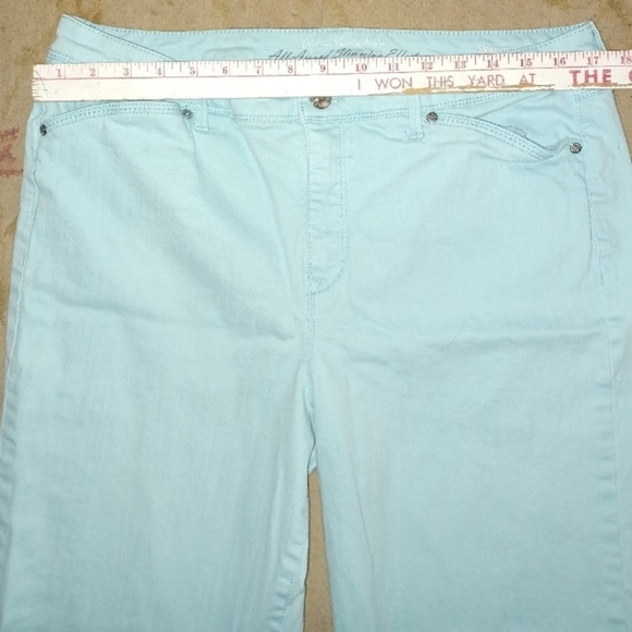 Gloria Vanderbilt turquoise crop pants all about slimming effect size 16 - Picture 5 of 7